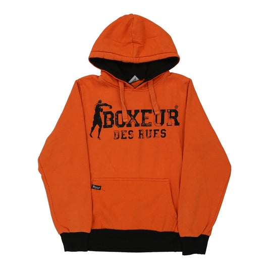 Vintage Boxeur Des Rues Graphic Hoodie - Large Orange Cotton