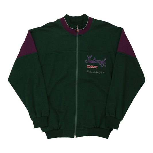Vintage National Hockey Campagnolo Track Jacket - Large Green Cotton Blend