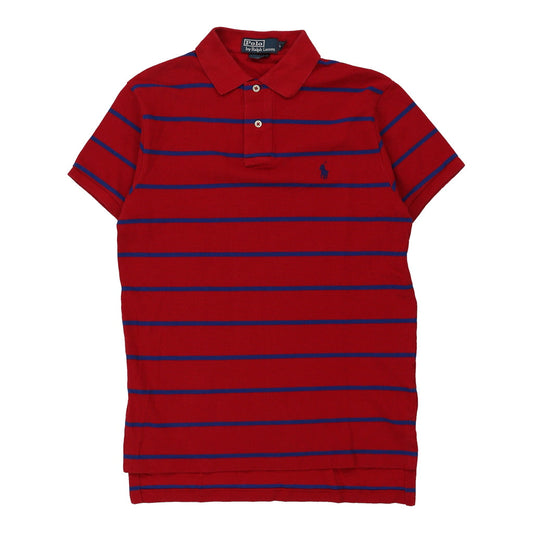 Vintage Ralph Lauren Striped Polo Shirt - Small Red Cotton