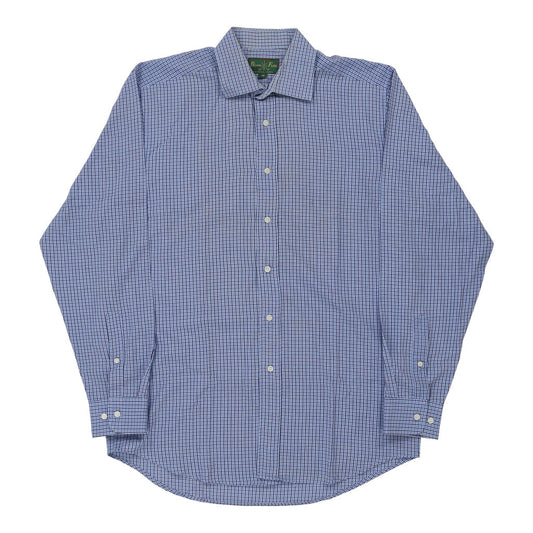 Vintage Bloom Field Checked Shirt - Medium Blue Cotton