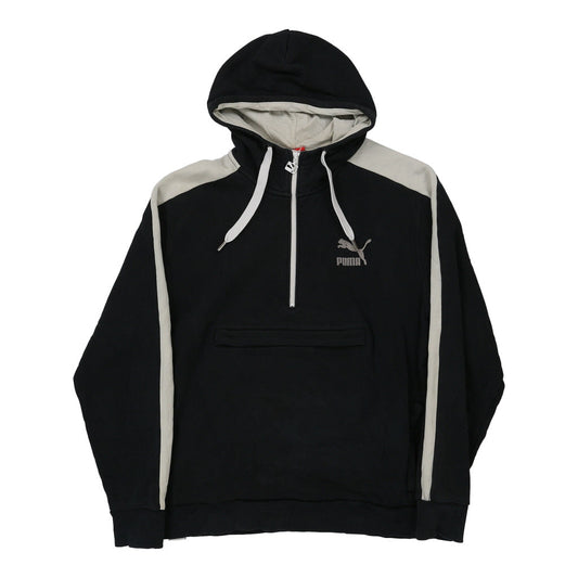 Vintage Puma Hoodie - XL Black Cotton