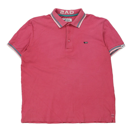 Vintage Gas Polo Shirt - Large Pink Cotton
