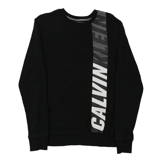 Vintage Calvin Klein Jeans Spellout Sweatshirt - Medium Black Cotton