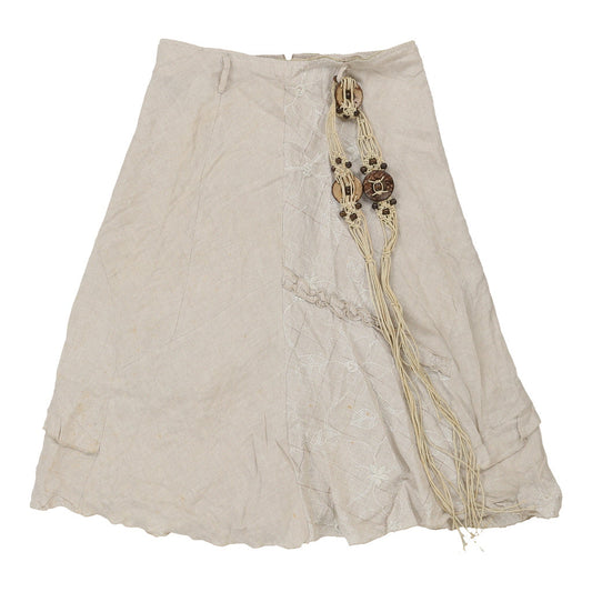 Vintage Unbranded Midi Skirt - Medium Beige Linen