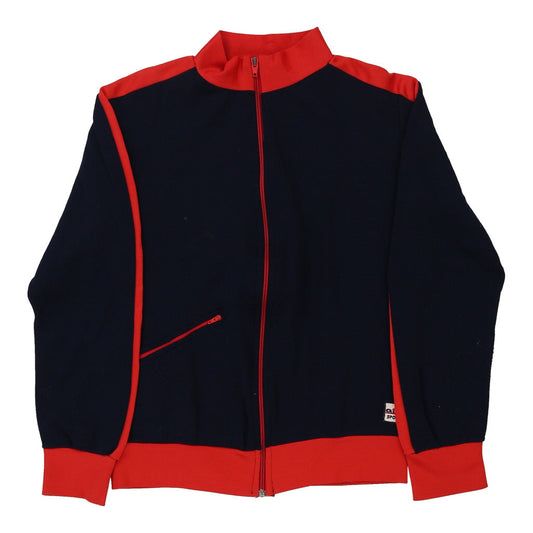 Vintage 1970's Unbranded Track Jacket - Medium Navy Polyester