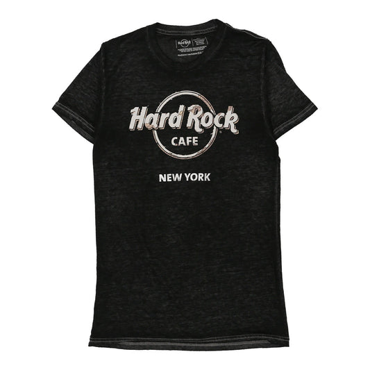 Vintage New York Hard Rock Cafe Graphic T-Shirt - Small Black Cotton