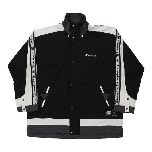 Vintage Champion Track Jacket - 2XL Black Polyester