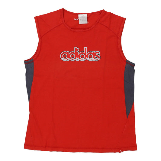 Vintage Adidas Spellout Vest - XL Red Polyester