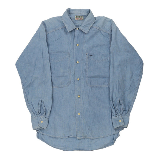 Vintage Replay Denim Shirt - Small Blue Cotton
