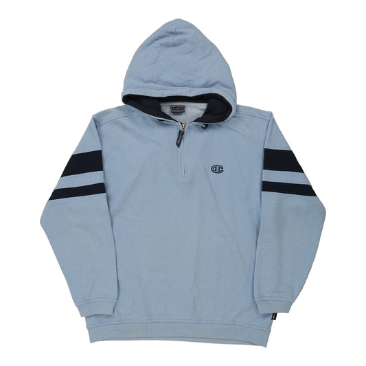 Vintage Champion Hoodie - Medium Blue Cotton Blend