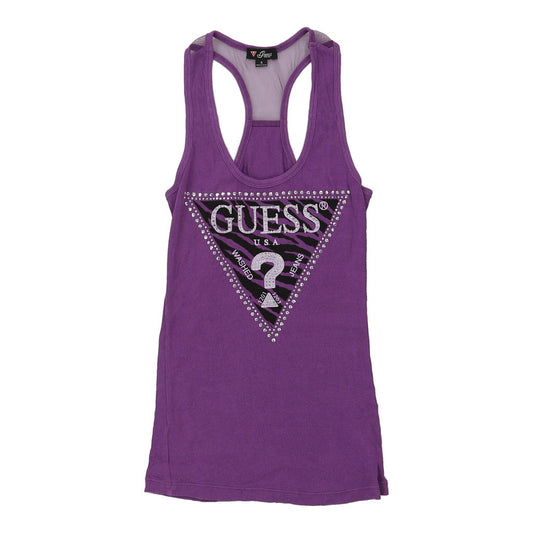 Vintage Guess Spellout Vest - Small Purple Cotton