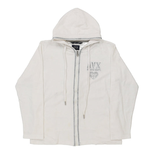 Vintage Avirex Hoodie - Small White Cotton