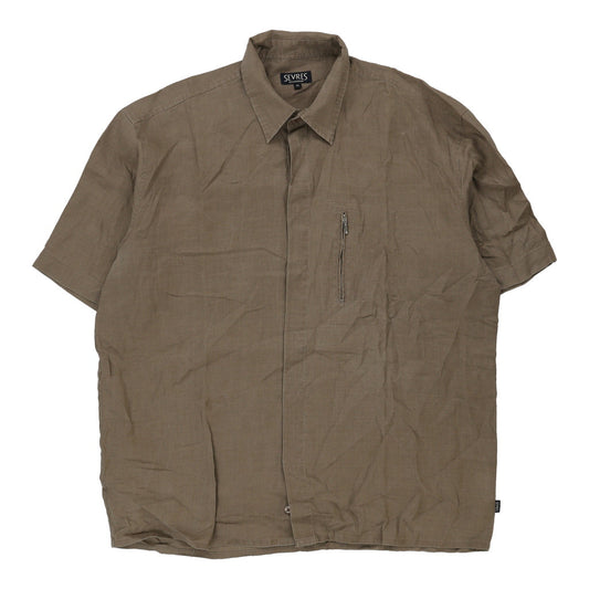 Vintage brown Sevres Short Sleeve Shirt - mens x-large