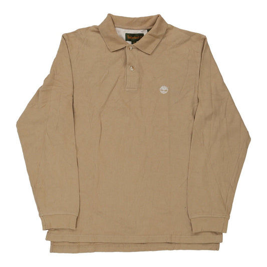 Vintage beige Timberland Long Sleeve Polo Shirt - mens medium