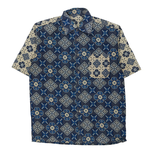 Vintage blue Unbranded Patterned Shirt - mens large