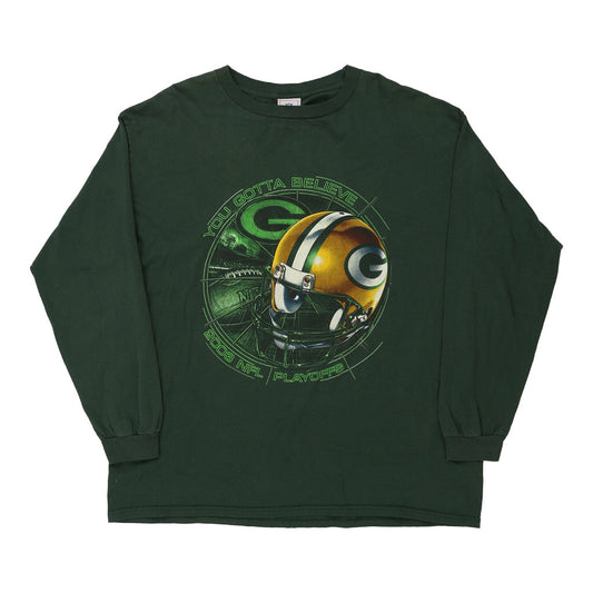 Vintage Green Bay Packers Nfl Long Sleeve T-Shirt - XL Green Cotton