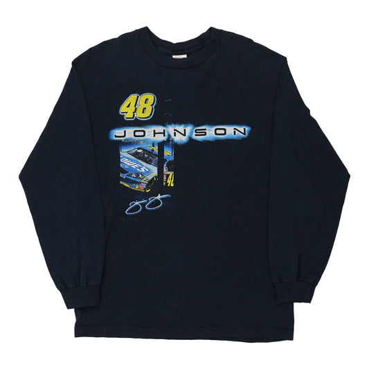 Vintage Johnson 48 Al Style Nascar Long Sleeve T-Shirt - Large Navy Cotton