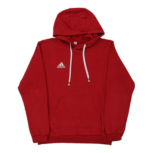 Vintage Adidas Hoodie - Medium Red Cotton