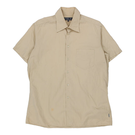 Vintage beige Replay Short Sleeve Shirt - mens xx-large