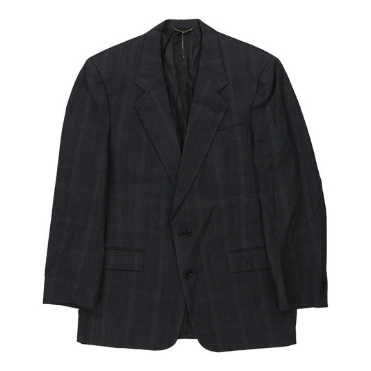 Vintage Christian Dior Checked Blazer - Medium Navy Wool