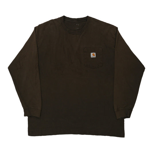 Vintage Carhartt Long Sleeve T-Shirt - XL Khaki Cotton