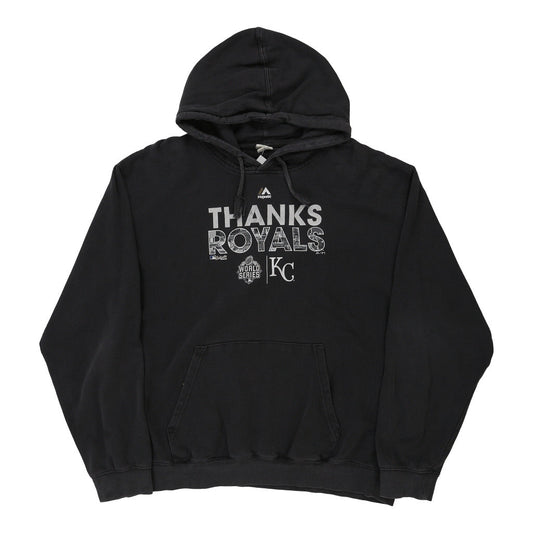 Vintage Kansas City Royals Majestic MLB Hoodie - XL Black Cotton