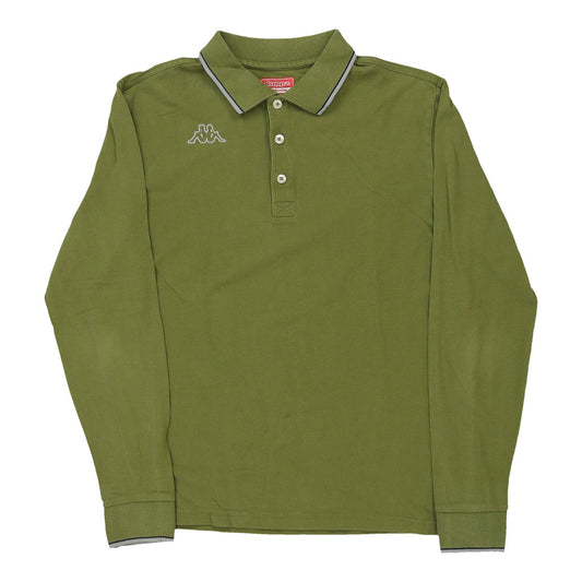 Vintage green Kappa Long Sleeve Polo Shirt - mens medium