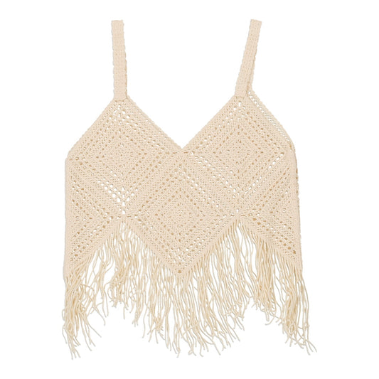 Vintage beige Unbranded Crochet Top - womens medium