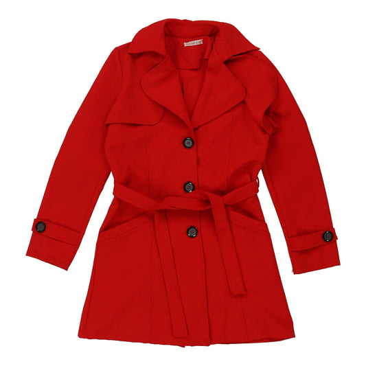 Vintage Italian Style Trench Coat - Small Red Polyester