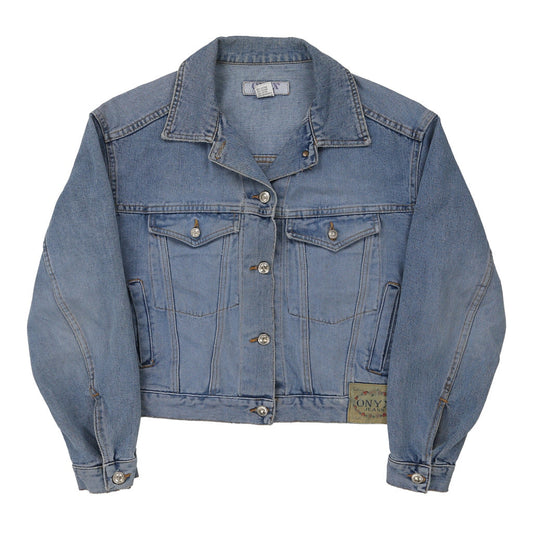 Vintage Onyx Cropped Denim Jacket - Medium Blue Cotton