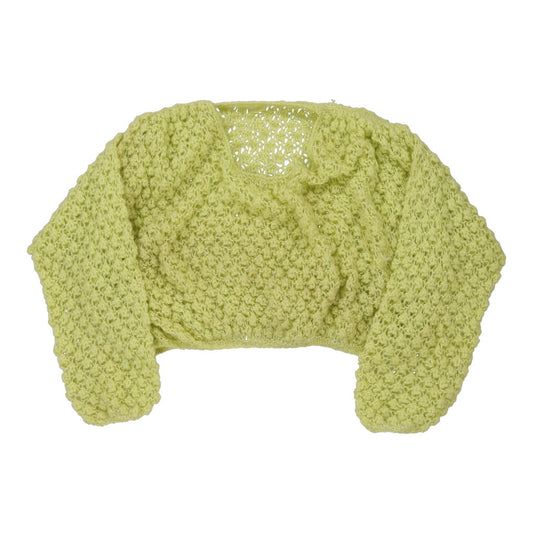 Vintage Crochet Unbranded Cropped Jumper - Large Green Acrylic Blend