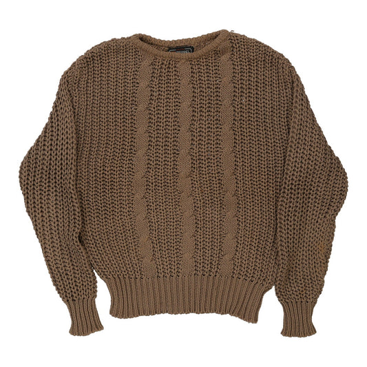Vintage Stefanel Jumper - Large Brown Cotton Blend