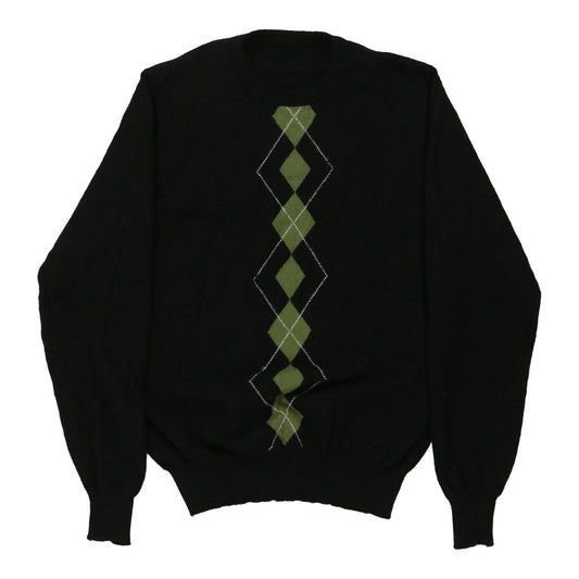 Vintage Unbranded Argyle Jumper - Small Black Cashmere