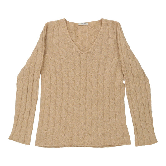 Vintage Mirco V-neck Jumper - Medium Beige Cashmere