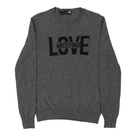 Vintage Love Moschino Spellout Jumper - Small Grey Wool Blend