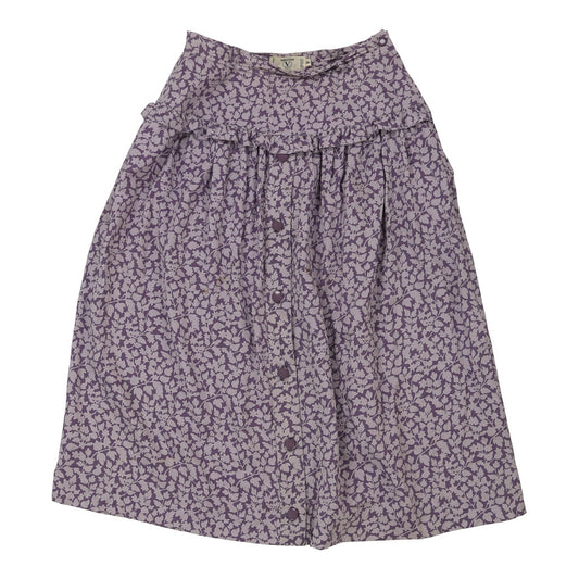 Vintage Valentino Floral Skirt - 26W UK 6 Purple Polyester Blend