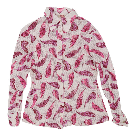 Vintage 1970's Unbranded Patterned Shirt - Small Pink Viscose Blend