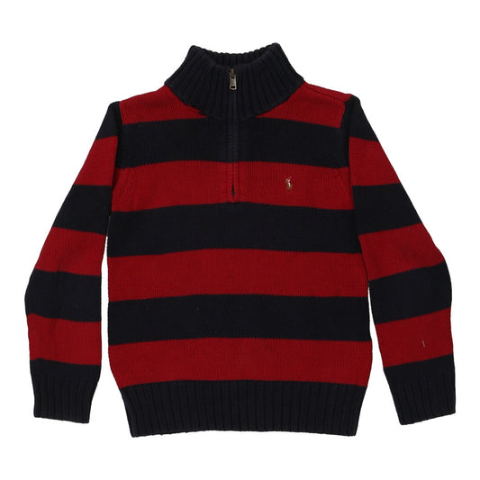 Vintage Age 6 Ralph Lauren Striped 1/4 Zip - Small Block Colour Cotton