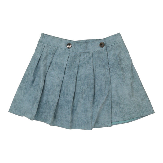 Vintage Unbranded Mini Skirt - 30W UK 10 Blue Leather