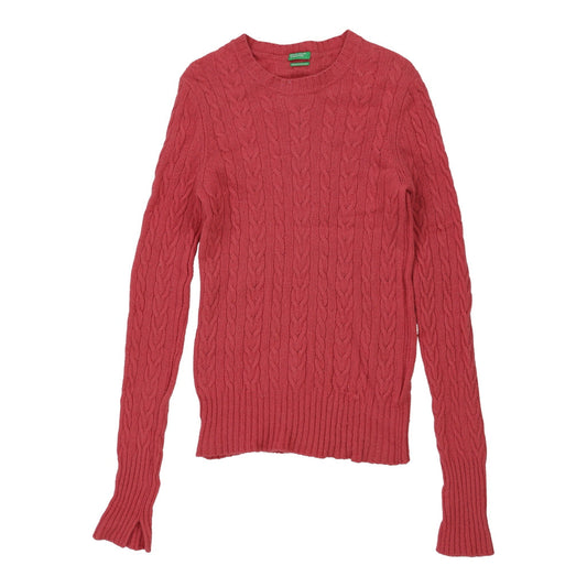 Vintage Benetton Jumper - Small Pink Virgin Wool