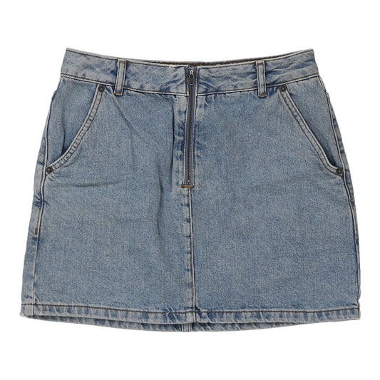 Vintage Subdued Mini Denim Skirt - 27W UK 10 Blue Cotton