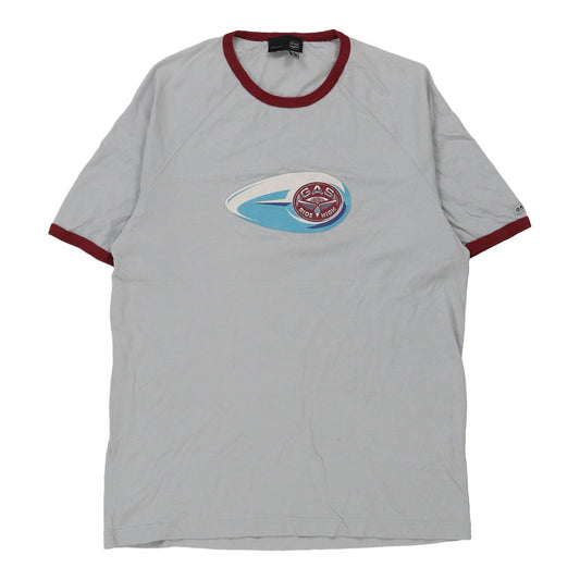 Vintage Gas Graphic T-Shirt - XL Grey Cotton