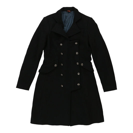 Vintage Dondup Trench Coat - Small Navy Wool Blend
