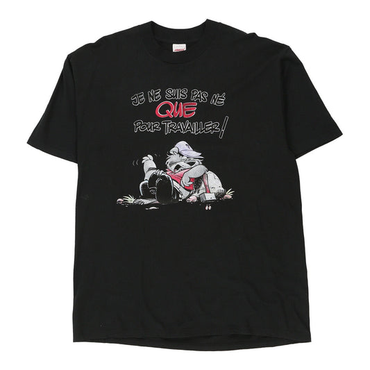 Vintage black Jerzees T-Shirt - mens x-large