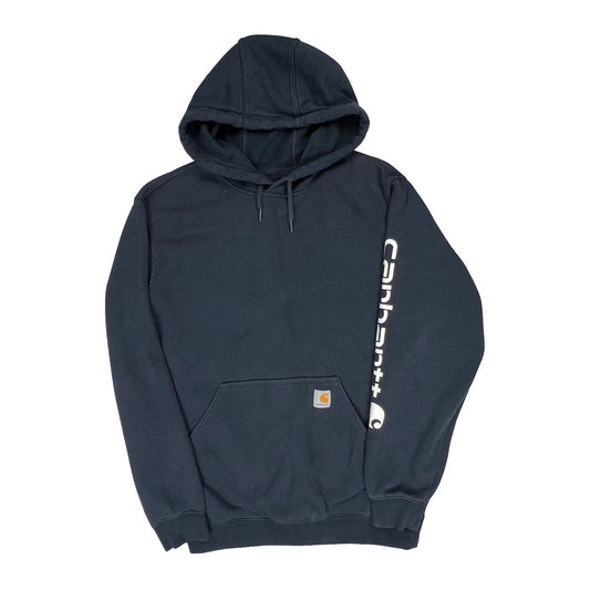 Carhartt Spellout Hoodie - Medium Navy Cotton