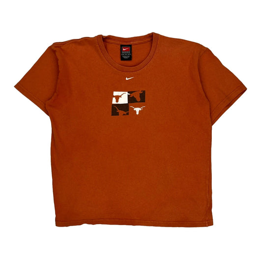 Nike Graphic T-Shirt - Medium Orange Cotton