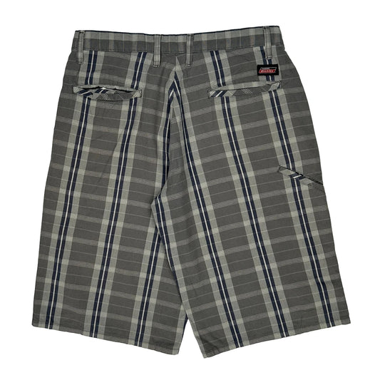 Dickies Baggy Checked Shorts - 32W 12L Grey Cotton