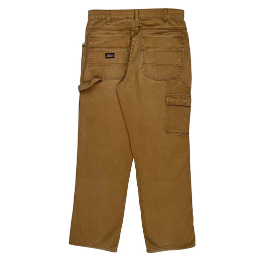 Dickies Double Knee Carpenter Trousers - 34W 30L Brown Cotton