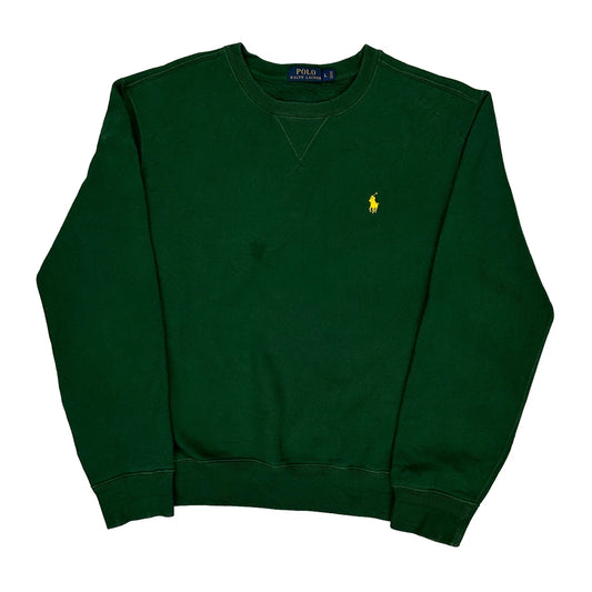 Polo By Ralph Lauren Sweatshirt - Large Green Cotton Blend