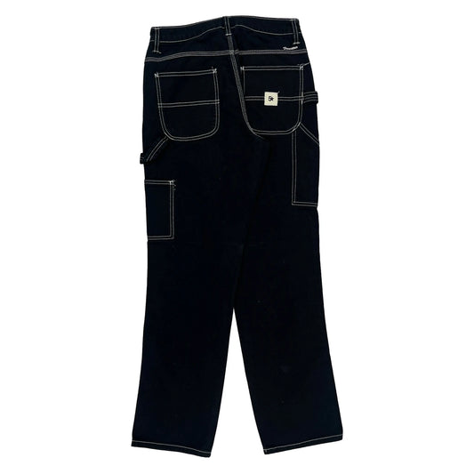 Five Star Contrast Stitch Carpenter Trousers - 28W UK 8 Black Cotton